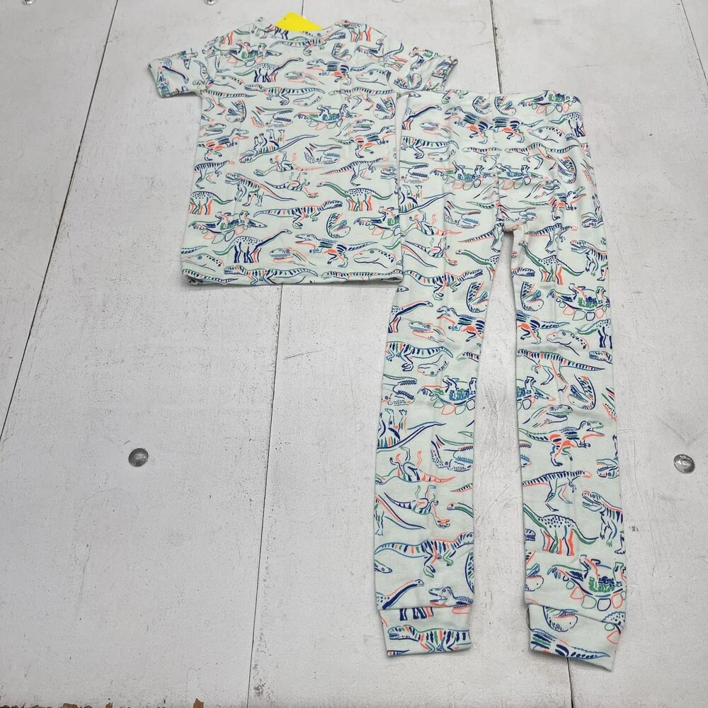 Baby Gap Pajama Set Kids 5-6 Years Green Dinosaur Print Cotton 2 Piece PJs